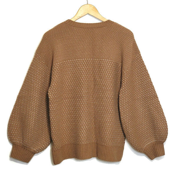 Summersalt Cashmere Wool Round Neck Balloon Sleeve Camel Tan Knit Sweater Size S - Picture 10 of 16